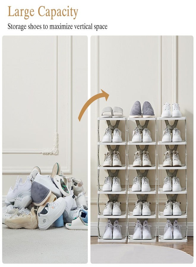 VECELO 6 Tier Vertical Narrow Shoe Rack, Free Standing Shoe Racks, Skinny Shoe Shelf Easy Assembly, Compact Shoe Organizer Space Saving for Small Spaces, Entryway, Garage, Front Door Entrance, Grey - Image 5