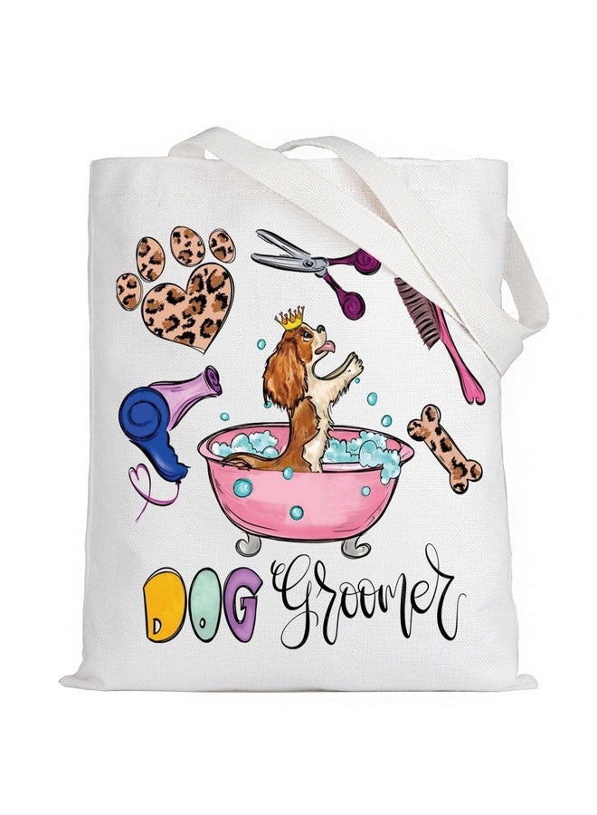 LEVLO LEVLO Dog Groomer Canvas Tote Bag Thank You Gift For Dog Groomer Dog Salon Merchandise Pet Dog Animal Shop Groomer Gift (Dog Groomer Tote)  - Image 1