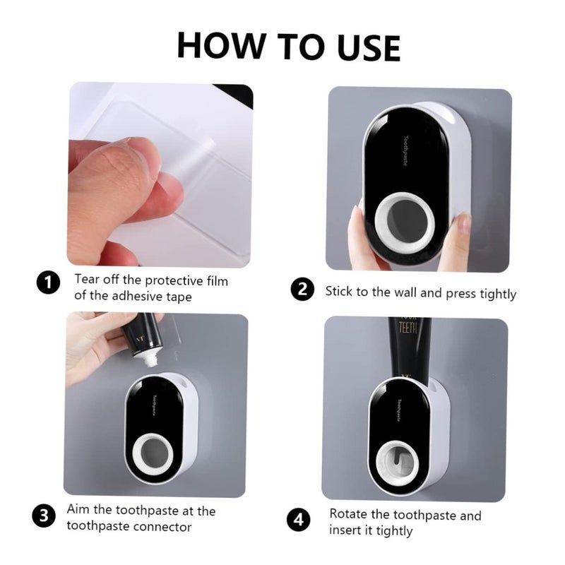 Automatic Toothpaste Squeezer Wall Mounted Dispenser For Bathroom Easy Installation Black - Image 5