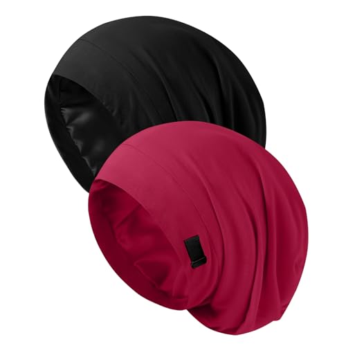 ZHENSILK Satin Bonnet Silk Lined Sleep Cap Silk Hair Wrap for Women Men - Image 1
