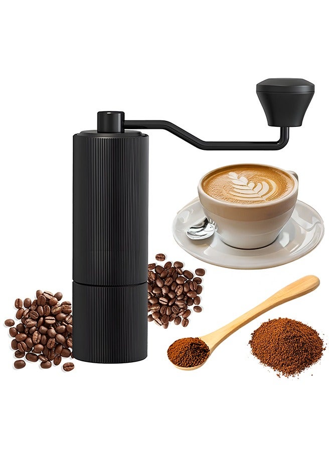 Manual Coffee Grinder With 30-Gear Adjustable Setting,CNC Stainless Steel Tapered Burr And Dual Bearing Positioning for Travel, Camping (Black)  - Image 1