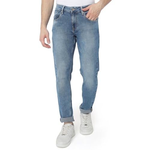 Spykar Men's Skinny Fit Low-Rise Casual Jeans Light Blue - Image 1