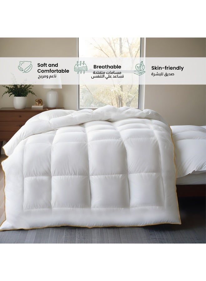 Rest Delight Bedding Comforter Duvet Insert White Royal Delight All Seasonal Quilted Comforter Stitched Quilting Duvet with Luxury Silver Cord 220x240cm - Image 4