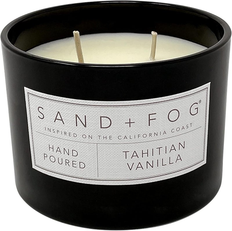 Sand + Fog Scented Candles for Home Jar Candles Tahitian Vanilla 12 Oz Black - Image 2