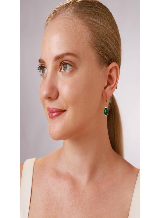 Silvershake 5.24ct. Natural Green Amethyst White Gold Plated 925 Sterling Silver Drop Dangle Leverback Earrings - Image 2