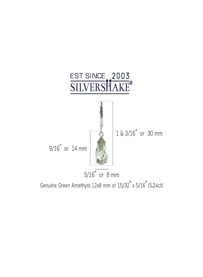 Silvershake 5.24ct. Natural Green Amethyst White Gold Plated 925 Sterling Silver Drop Dangle Leverback Earrings - Image 3