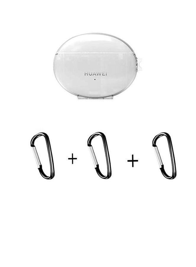 متوافق مع Huawei Freebuds 6i جراب شفاف ناعم من مادة TPU مقاوم للصدمات غطاء حماية كامل الجسم شفاف مع سلسلة مفاتيح مضاد للضياع (شفاف) - Image 1