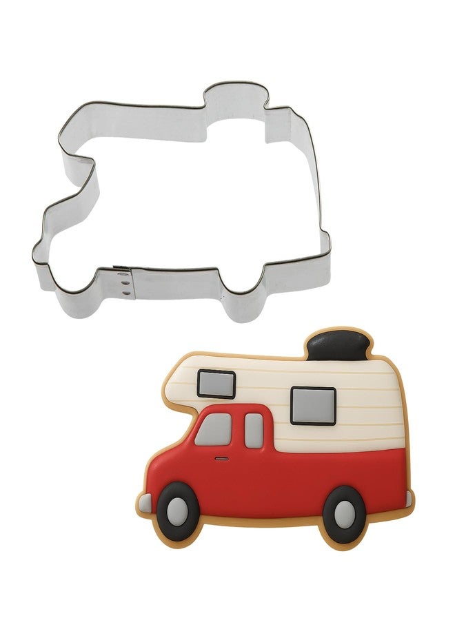 Foose RV Camper Cookie Cutter 4 Inch -Tin Plated Steel Cookie Cutters - RV Camper Cookie Mold - Image 1