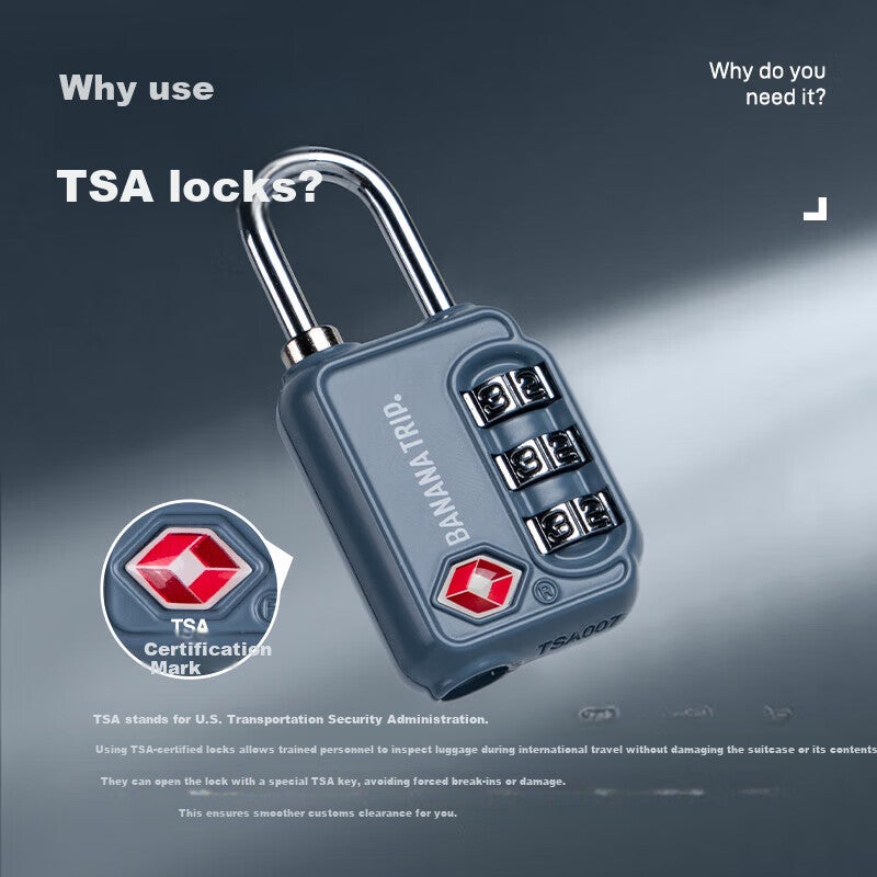 JD Jing Zao BANANA TRIP Travel TSA Combination Lock Three-Key Luggage Lock Cabinet Backpack Suitcase Password Lock Dark Blue - Image 1