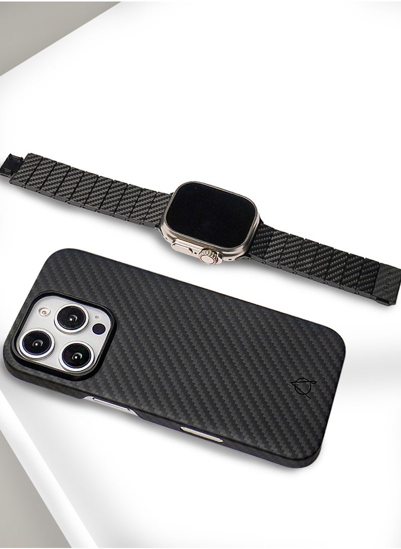 A-CASE its My Case iPhone 16 Pro Case, KAVAR series phone case Compatible with Magnetic, Slim & Light weight Aramid Fiber Made case With Raised Camera Protection - Black/Grey