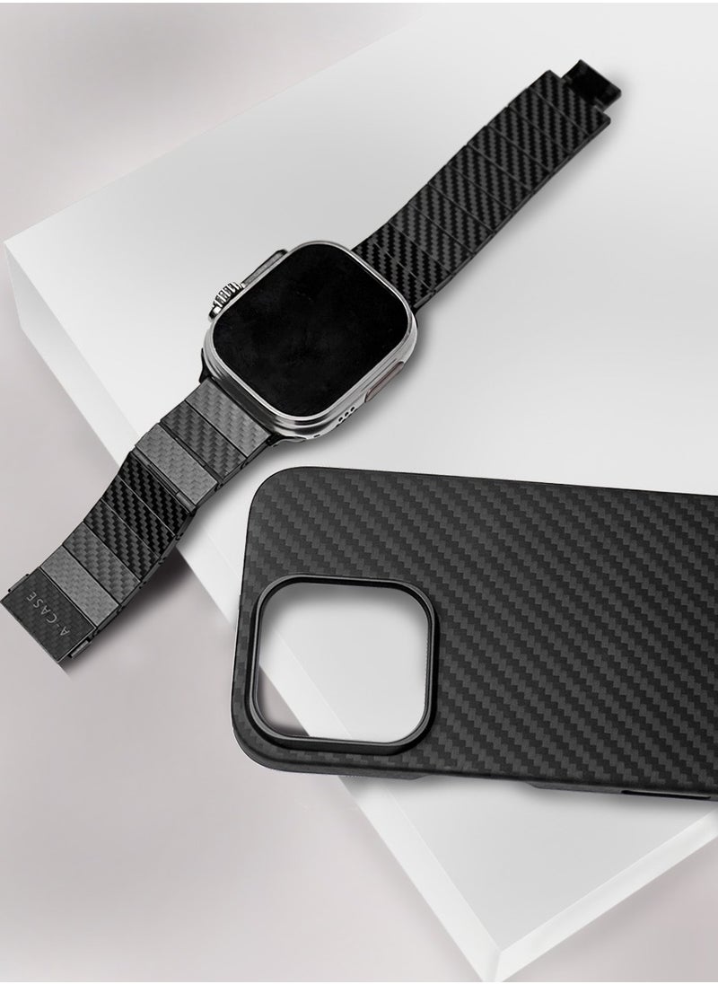 A-CASE its My Case iPhone 16 Pro Case, KAVAR series phone case Compatible with Magnetic, Slim & Light weight Aramid Fiber Made case With Raised Camera Protection - Black/Grey