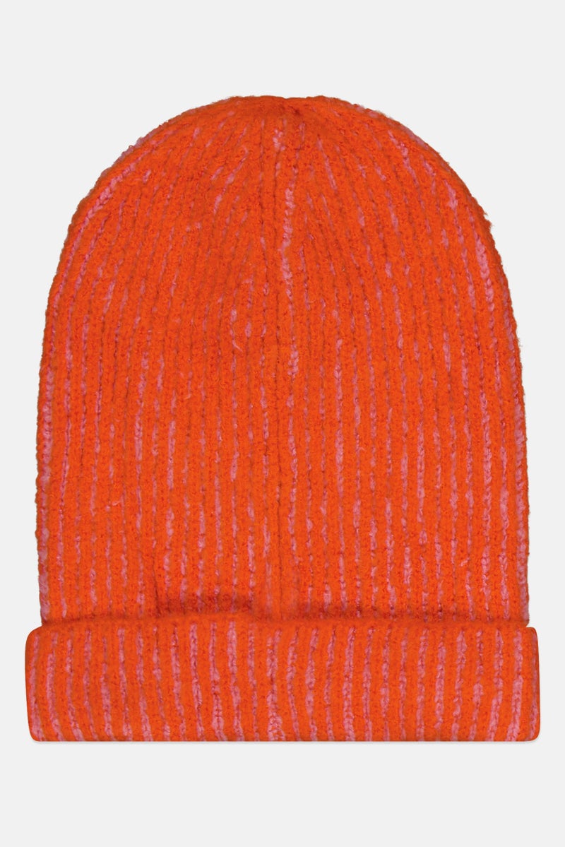 Reserved Women Textured Jersey Beanie Hat, Orange - Image 2