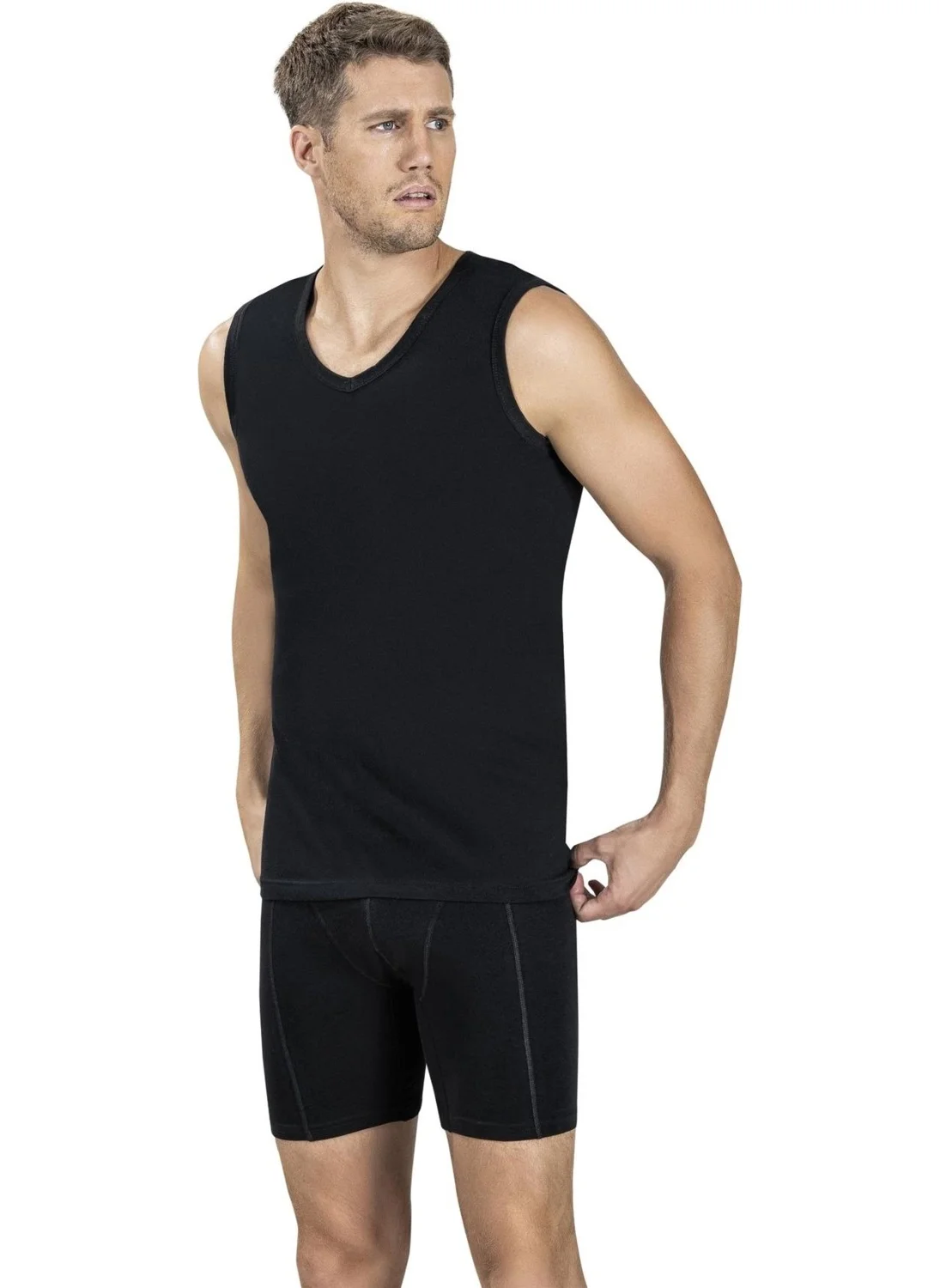 جيبر Men's V Neck Zero Sleeve Cotton Undershirt 115 - 12 Pieces