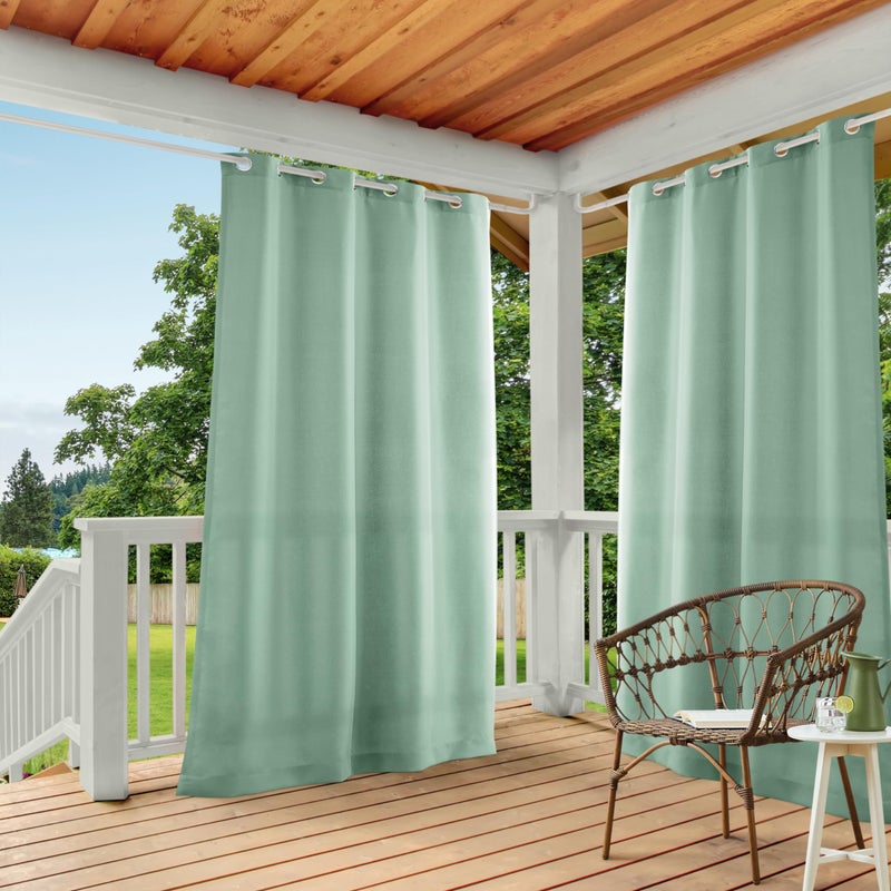 TOWN & COUNTRY BASICS TOWN  COUNTRY BASICS Cabana Solid Heavyweight Indoor Outdoor Curtains Light Filtering Opacity with Grommet Top Water Repellent 2Pack Set 54x84 Seafoam 