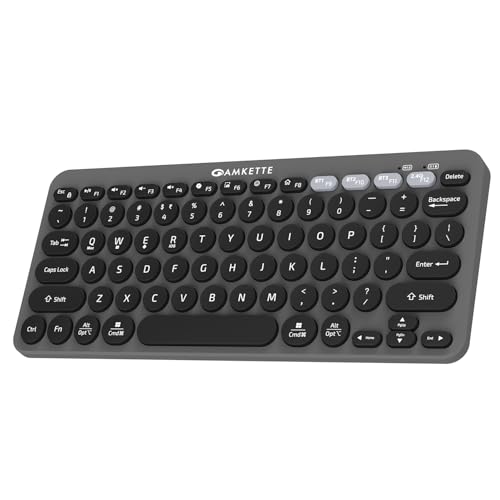 Amkette New and Improved Optimus BT 4 in 1 Multi Device Wireless Keyboard/Bluetooth Keyboard | One Click Device Switching and AI Access for Windows, MacOs, Android and iOS, Dual OS Layout (Grey) - Image 1