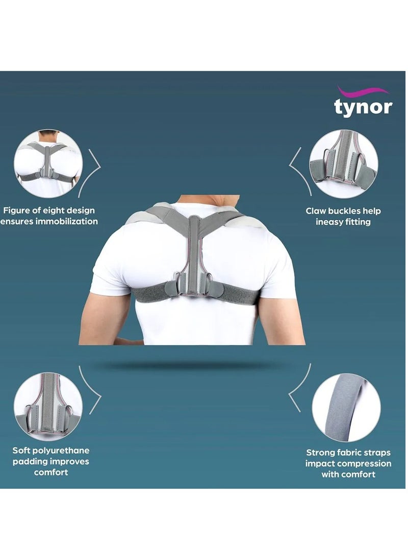 تاينور دعامة الترقوة مع شريط تثبيت، رمادي، للأطفال، وحدة واحدة - Image 3