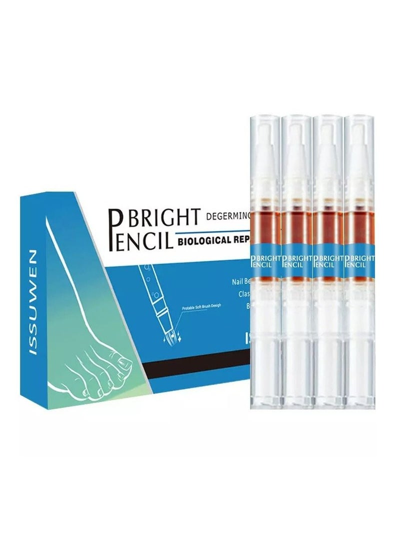 ISSUWEN Bright Pencil For Biological Repairing Of Nails Eliminates Fungal & Bacterial Infections , Induce Brightening & Shiny texture For Nails , 4 Pens In 1 Pack  - Image 1