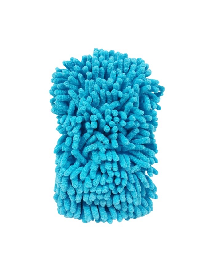 شيلد وسادة غسيل السيارات المصنوعة من الألياف الدقيقة من الشنيل، إسفنجة تنظيف مزدوجة الجوانب 2 في 1 مع فرشاة شبكية - خالية من الخدوش والوبر، فائقة الامتصاص، 19 × 11 × 5 سم، قفاز غسيل متين لتنظيف السيارات والدراجات والمنزل SH387 - Image 2