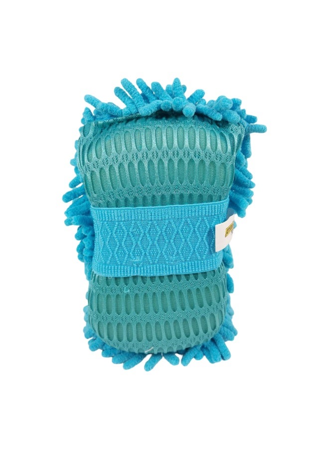 شيلد وسادة غسيل السيارات المصنوعة من الألياف الدقيقة من الشنيل، إسفنجة تنظيف مزدوجة الجوانب 2 في 1 مع فرشاة شبكية - خالية من الخدوش والوبر، فائقة الامتصاص، 19 × 11 × 5 سم، قفاز غسيل متين لتنظيف السيارات والدراجات والمنزل SH387 - Image 3