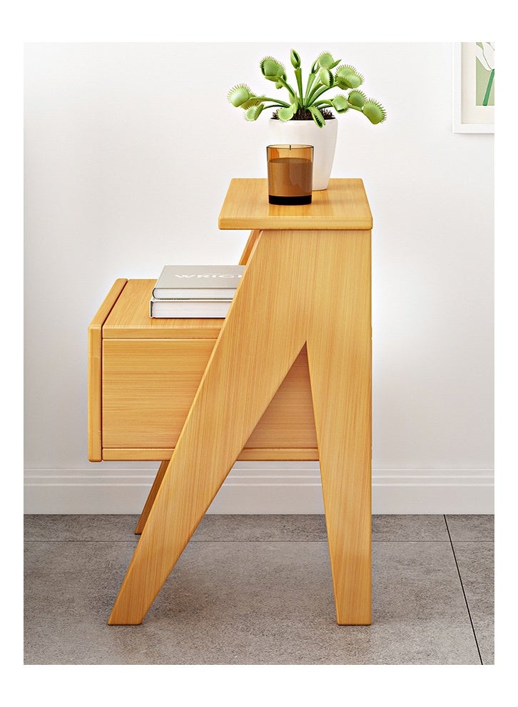 كلناميان أثاث بجانب السرير متين وأنيق، طاولة بجانب السرير مع درج ورف مفتوح باللون البيج 50*31*43 سم - Image 3