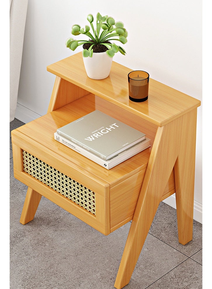 كلناميان أثاث بجانب السرير متين وأنيق، طاولة بجانب السرير مع درج ورف مفتوح باللون البيج 50*31*43 سم - Image 5