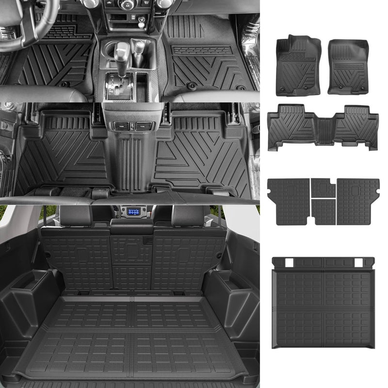 powoq Floor Mat Compatible with 1324 Toyota 4Runner Trunk Mat Backrest Mat Replacement for 20132024 Toyota 4Runner Accessories Fit WO Sliding TrayUpgraded Backrest MatsRear Trunk MatFloor Mats