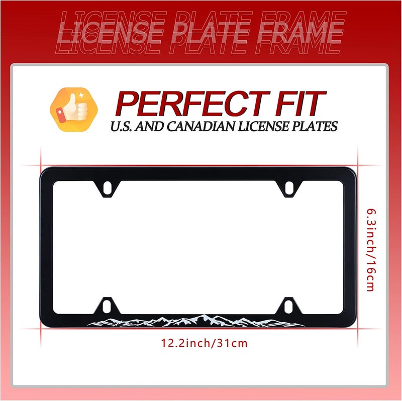 UNINDREM Mountains License Plate Frame - Black and White Stainless Steel Holder - Image 2