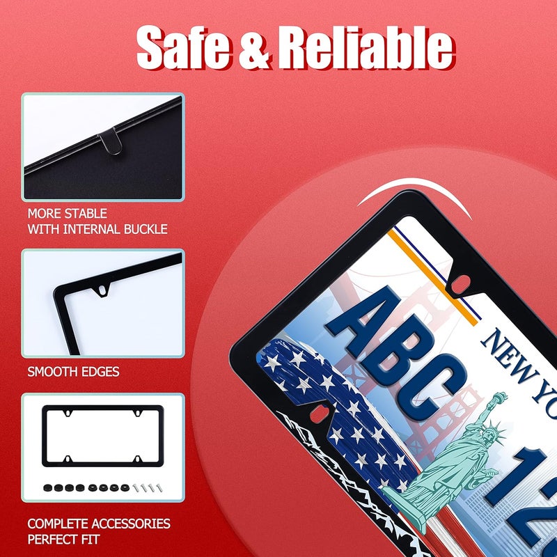 UNINDREM Mountains License Plate Frame - Black and White Stainless Steel Holder - Image 4