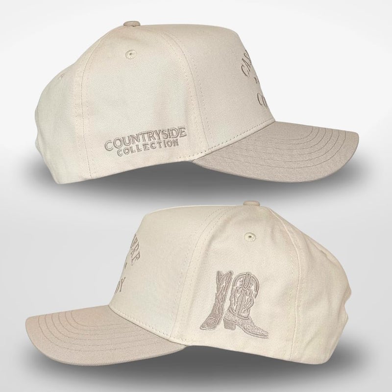 CITRUSY Vintage Western Trucker Hat | Men & Women | Embroidered Trendy Caps | Country Cute Hats for Cowgirls & Cowboys | Camo Denim Cotton Styles | Snapback Hat (Cashmerre Cowboy | Taupe) - Image 3