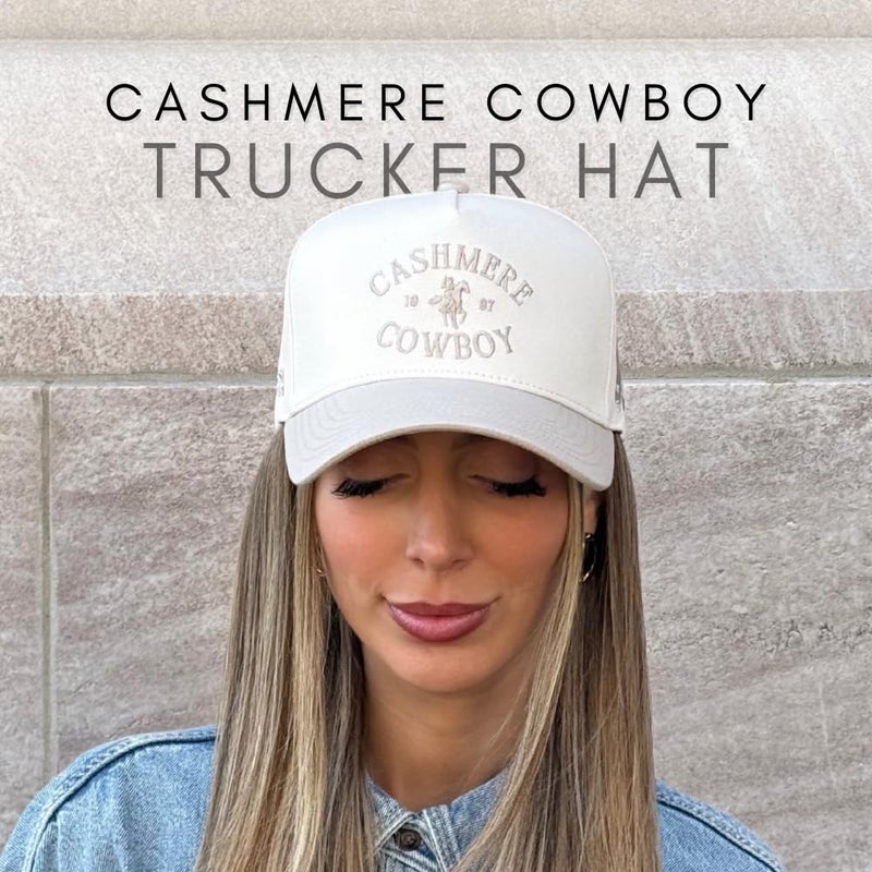 CITRUSY Vintage Western Trucker Hat | Men & Women | Embroidered Trendy Caps | Country Cute Hats for Cowgirls & Cowboys | Camo Denim Cotton Styles | Snapback Hat (Cashmerre Cowboy | Taupe) - Image 4