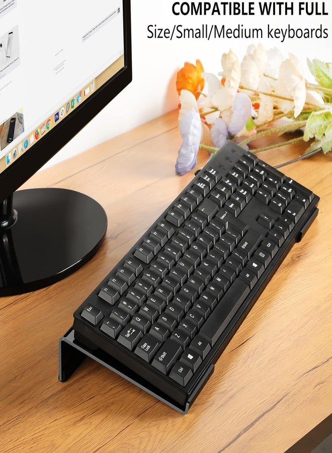 Egchi Acrylic Computer Keyboard Stand for Desk, Keyboard Riser Tilt Lift, Keyboard Holder for Desktop, Desk Keyboard Lifter（White） - Image 2