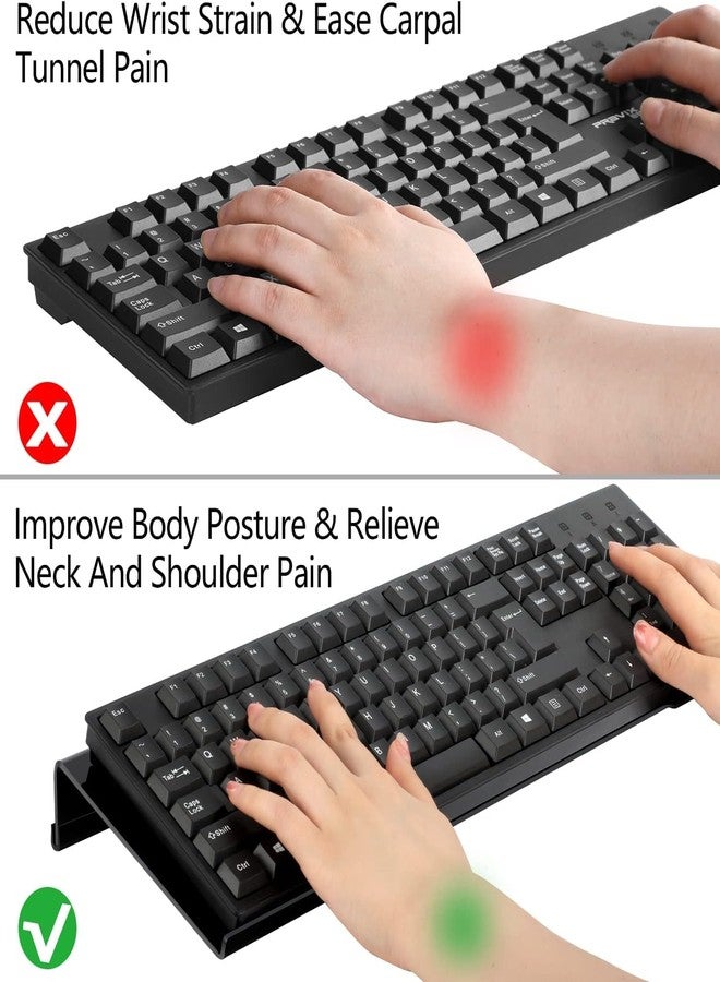 Egchi Acrylic Computer Keyboard Stand for Desk, Keyboard Riser Tilt Lift, Keyboard Holder for Desktop, Desk Keyboard Lifter（White） - Image 3