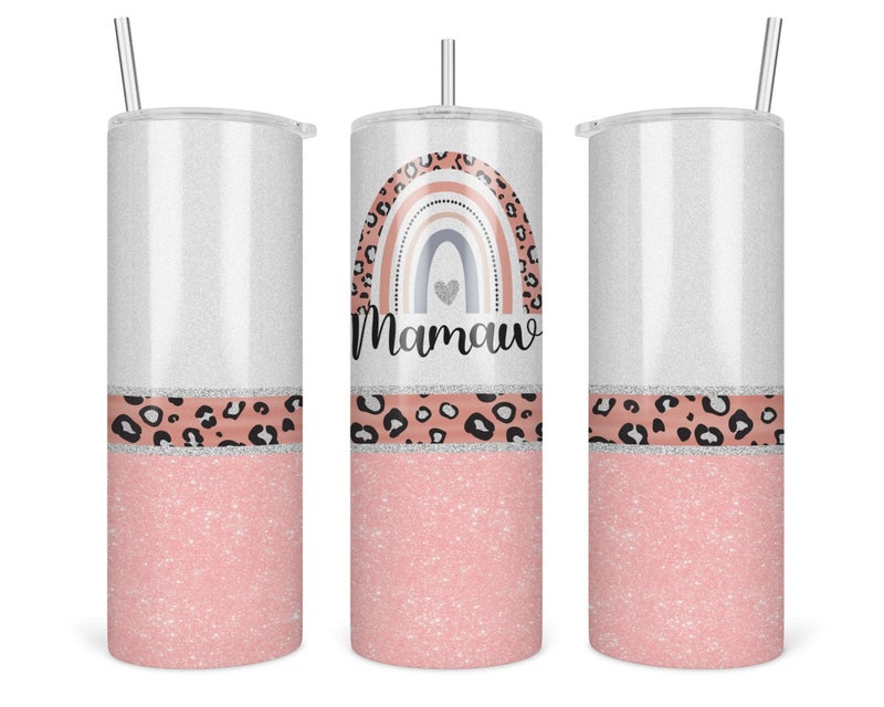 Leopard Mamaw Rainbow Travel Cup  Mothers Day Gift  20 Oz Insulated Stainless Steel Tumbler With Straw and Lid