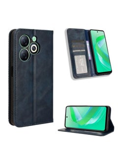 Case Cover For Infinix Smart 8 X6525 Magnetic Buckle Retro Texture Leather Phone Case Blue
