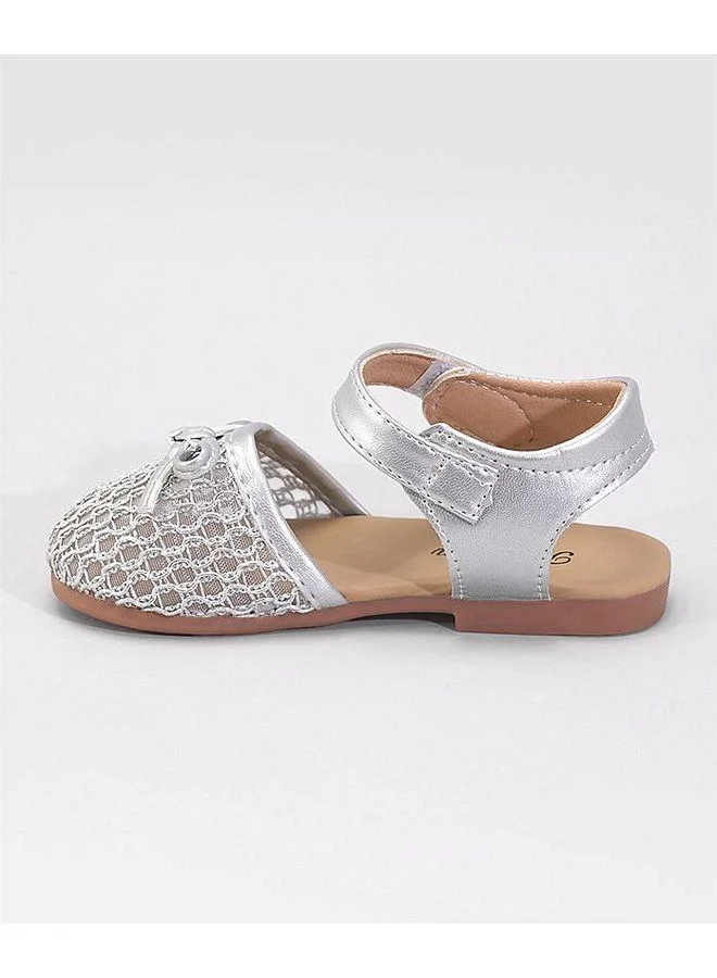 Mark & Mia Mark and Mia Bow Detail Velcro Closure Party Wear Shoes - Silver