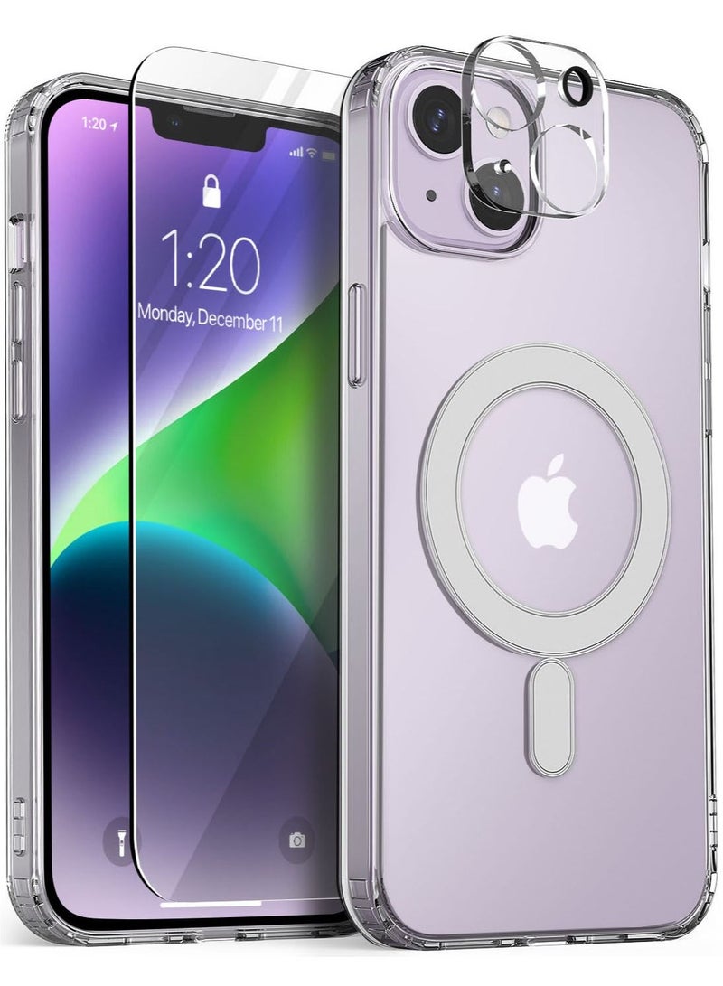 VRS Design Crystal Mixx Magnetic iPhone 14 Magsafe Case Cover with Tempered Glass Screen Protector & Camera Lens Protector - Clear  - Image 1