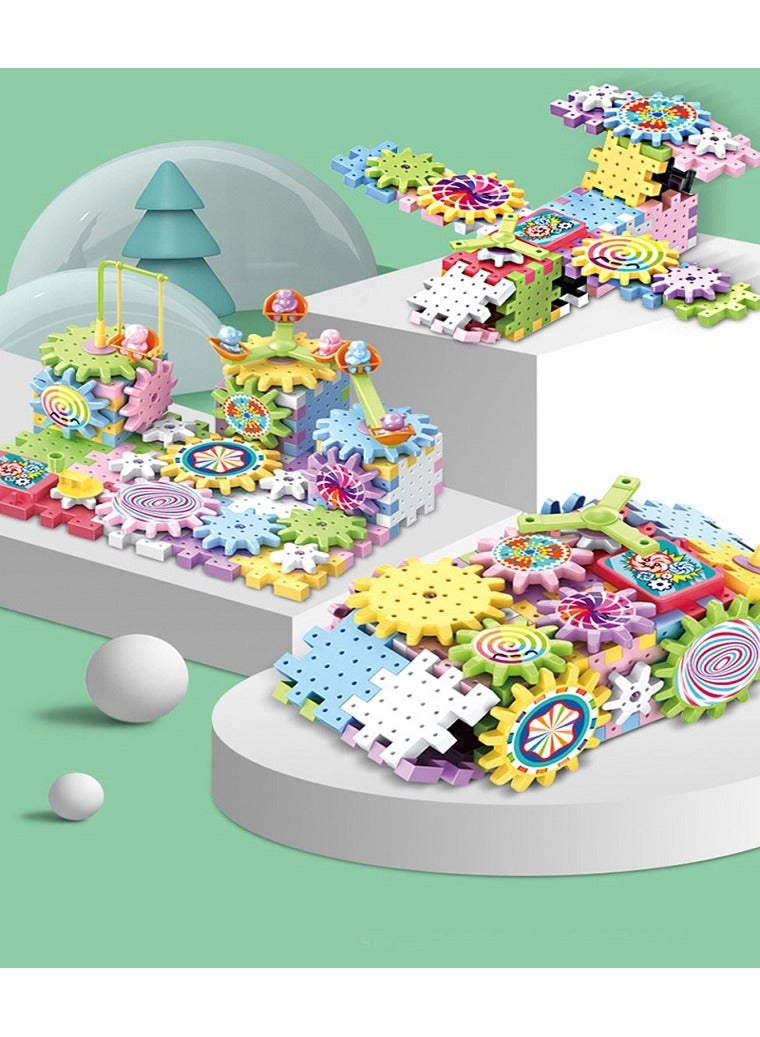kuromi Electric Building Block Gear Toy for 3 4 5 6+Years Old Boys & Girls,DIY Plastic Brick Toys,Fun Learning Blocks,Interlocking Learning Blocks,83 Pieces (Kuromi Shape) - Image 2