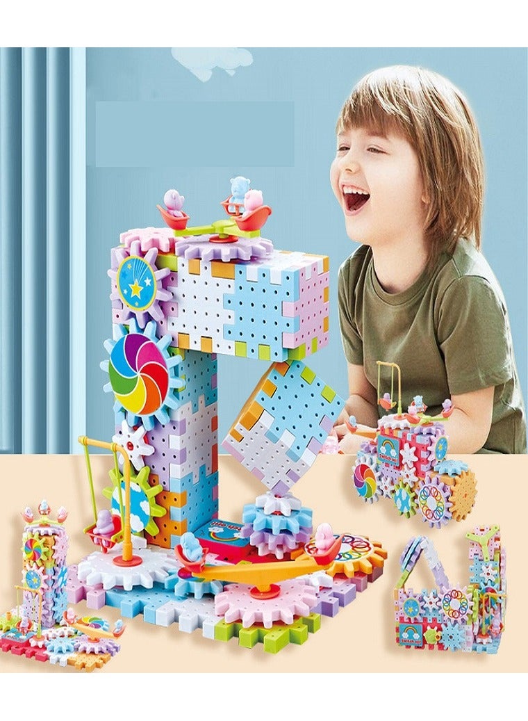 kuromi Electric Building Block Gear Toy for 3 4 5 6+Years Old Boys & Girls,DIY Plastic Brick Toys,Fun Learning Blocks,Interlocking Learning Blocks,83 Pieces (Kuromi Shape) - Image 4