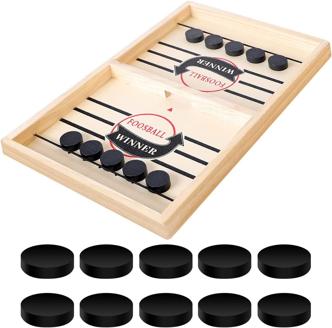 GLEVAR Fast Sling Puck Game â€“ High-Speed Tabletop Battle Board for Adults & Kids â€“ Parent-Child Interactive Party Fun â€“ Wooden Foosball Winner Game with Chess-Style Sling Action Toy