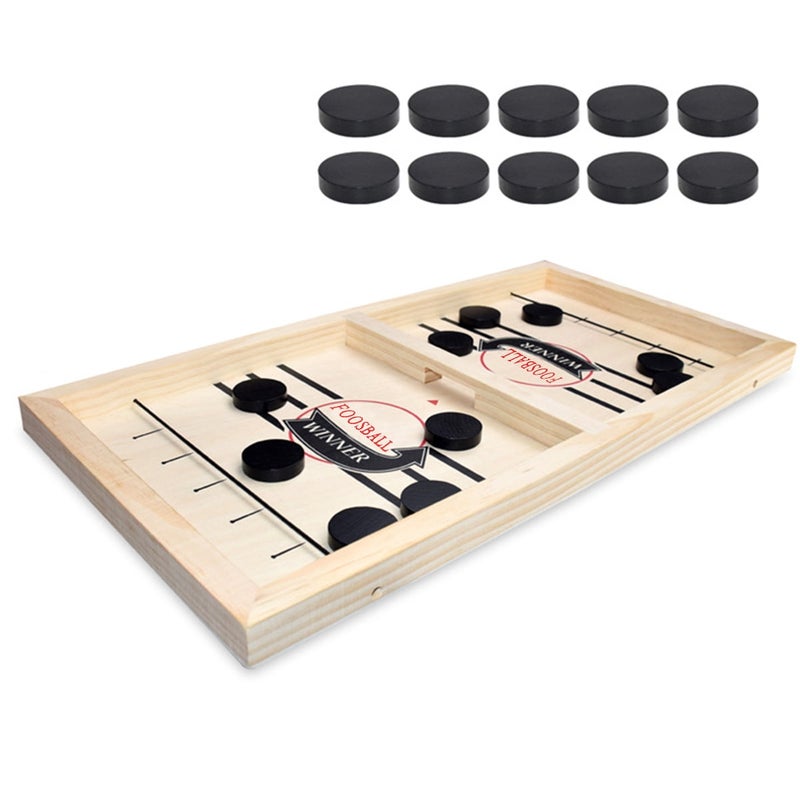 GLEVAR Fast Sling Puck Game â€“ High-Speed Tabletop Battle Board for Adults & Kids â€“ Parent-Child Interactive Party Fun â€“ Wooden Foosball Winner Game with Chess-Style Sling Action Toy - Image 2