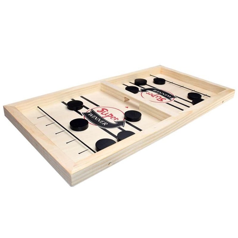 GLEVAR Fast Sling Puck Game â€“ High-Speed Tabletop Battle Board for Adults & Kids â€“ Parent-Child Interactive Party Fun â€“ Wooden Foosball Winner Game with Chess-Style Sling Action Toy - Image 3