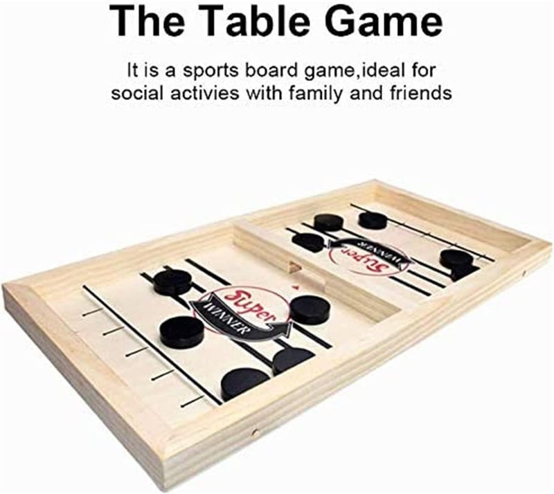 GLEVAR Fast Sling Puck Game â€“ High-Speed Tabletop Battle Board for Adults & Kids â€“ Parent-Child Interactive Party Fun â€“ Wooden Foosball Winner Game with Chess-Style Sling Action Toy - Image 4