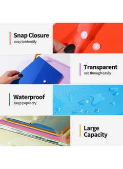 LEOBRO Plastic Envelopes With Snap Closure, Us Letter A4 Size Plastic File Folders For Documents, Clear Envelopes Pouches Folders For School Work Office Organization, Filing Envelopes  - Image 4