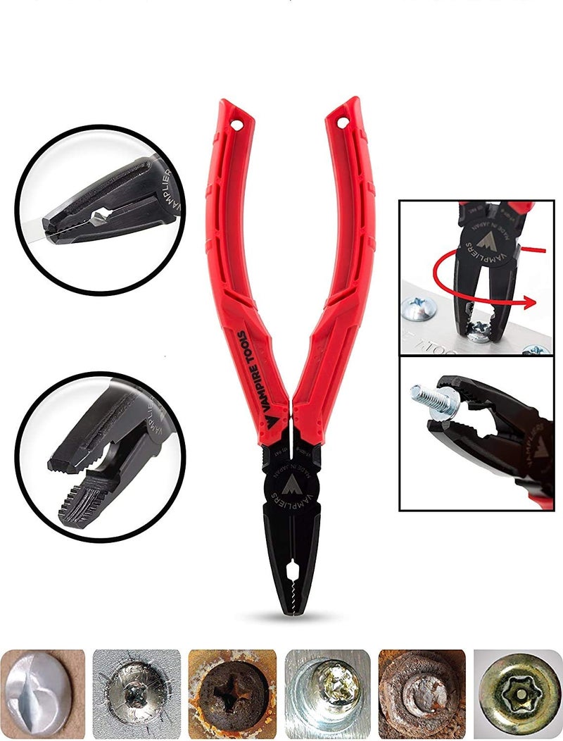 VAMPLIERS BRUTE 6.25" Stripped Screw Extractor Pliers. Made in Japan. Black Oxide Finish. Multipurpose Screw Removal Tool for Damaged/Stuck Screws & Fasteners. - Image 3