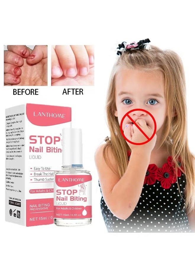 لانثوم سائل Stop Nail Biteing ، علاج قضم الأظافر للأطفال ، مص الإبهام الطبيعي لتخفيف الآلام للأطفال ، المرارة ، المستخلصات النباتية (15 مل)  - Image 1