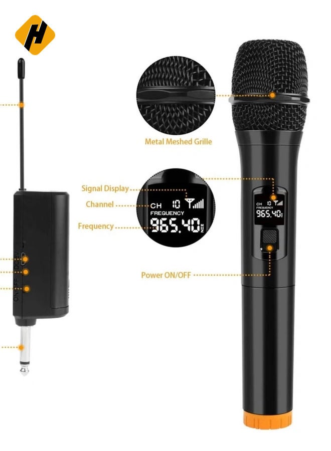 HuHa Wireless Unidirectional Microphone HAndheld Mic With Receiver 1/4 Output For Conference/Weddings/Church/Stage/Party/Karaoke, (Duel Cordless) (Black) - Image 1