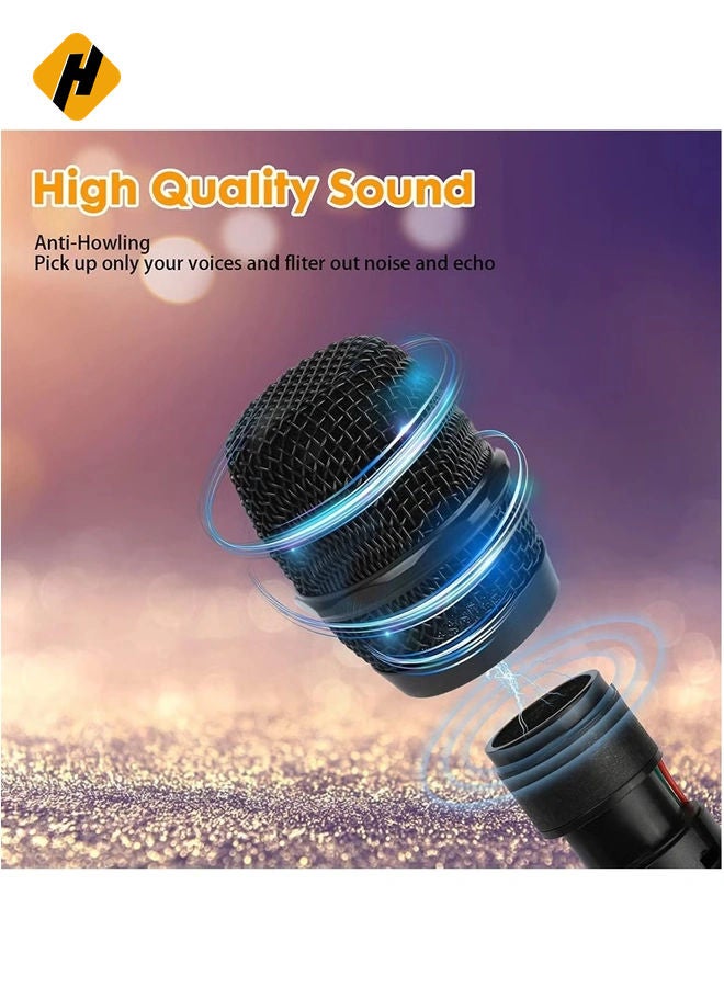HuHa Wireless Unidirectional Microphone HAndheld Mic With Receiver 1/4 Output For Conference/Weddings/Church/Stage/Party/Karaoke, (Duel Cordless) (Black) - Image 3