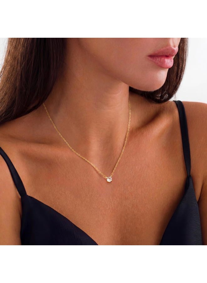 Tewiky Diamond Solitaire Pendant Necklace 14k Gold Plated Cubic Zirconia Choke Necklaces Cute Tiny Gold Rhinestone Dainty Gold Necklace for Womens Gifts - Image 4