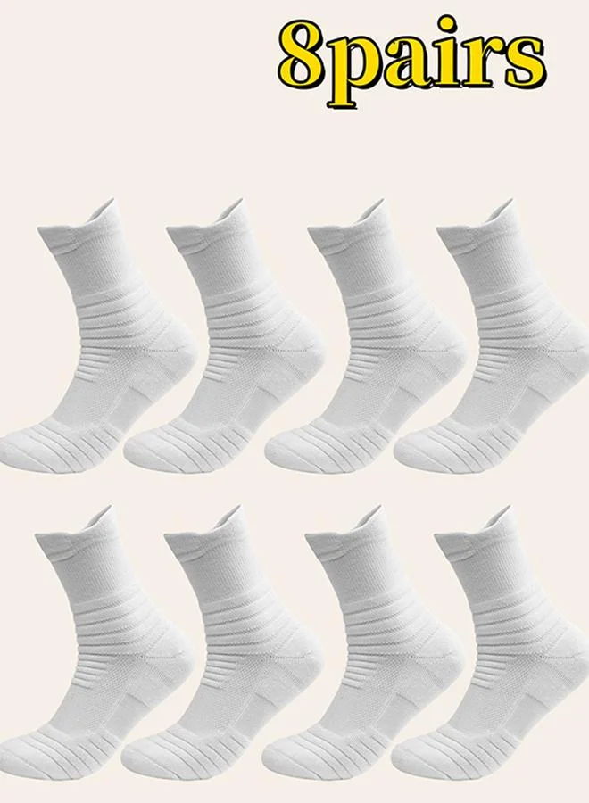 Take Two Pack of 8 - White Crew Socks