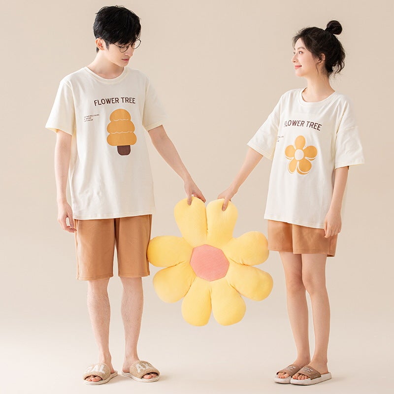 Couple Summer Cotton Pajamas Set – Short-Sleeved Cartoon Home Clothes - Image 5